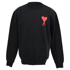 Ami Crewneck Logo Sweatshirt in Black Cotton